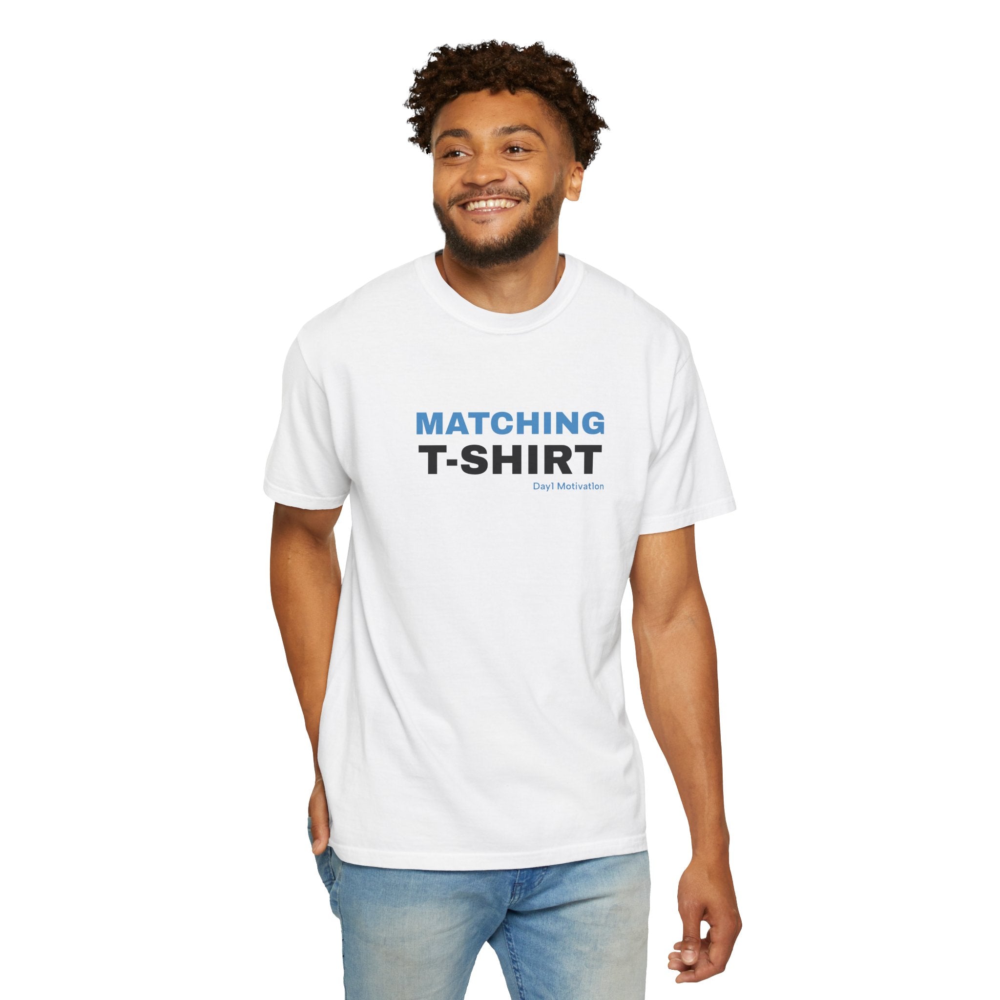 "Matching T-Shirt" | Unisex Graphic Tee with University Blue and Black Text